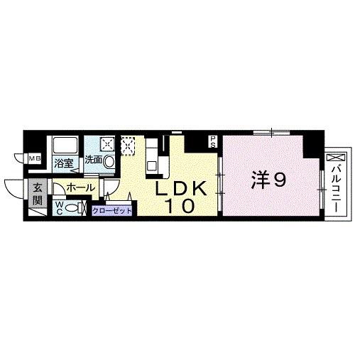 クロシェットⅡ(1LDK/4階)の間取り写真