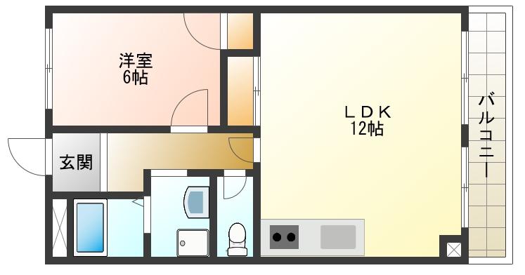 プリンストン布施(1LDK/9階)の間取り写真