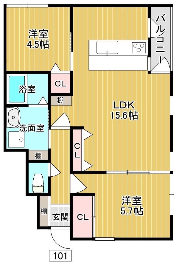 アベニールサルーテ(2LDK/1階)の間取り写真