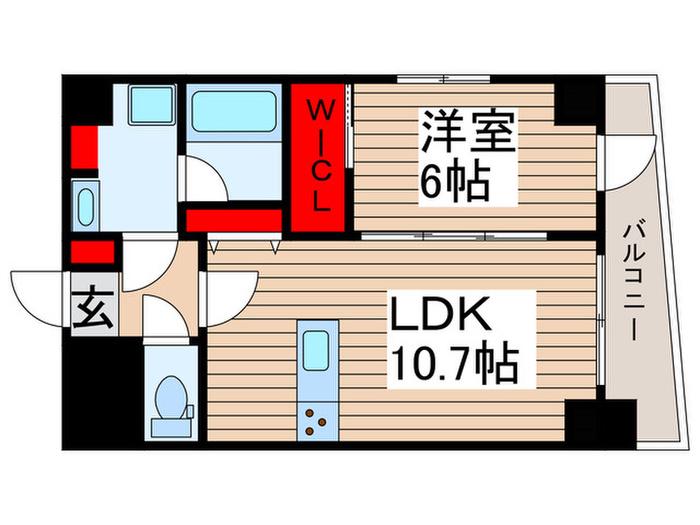 S-RESIDENCE千住大橋(1LDK/2階)の間取り写真