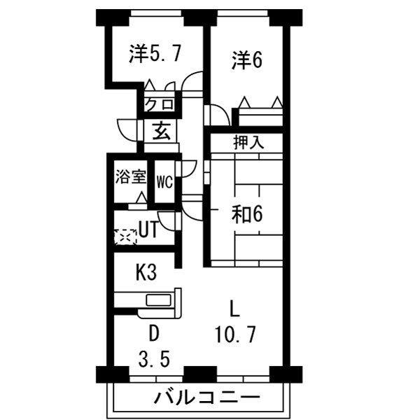 サーム北6条(3LDK/7階)の間取り写真