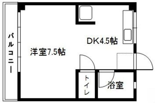 川崎ビル(1DK/3階)の間取り写真