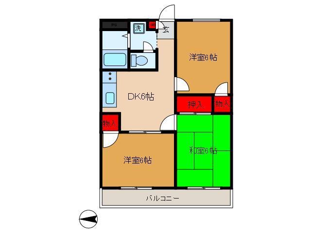 アンザベルテIII(3DK/2階)の間取り写真