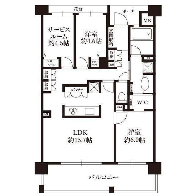 イニシア新百合ヶ丘(2SLDK/5階)の間取り写真