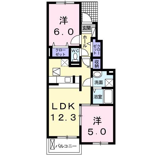 セレンディピティ II(2LDK/1階)の間取り写真