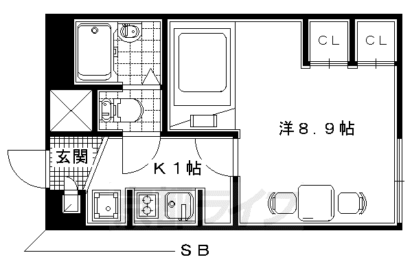 レオパレス PARCSIDE(1K/2階)の間取り写真