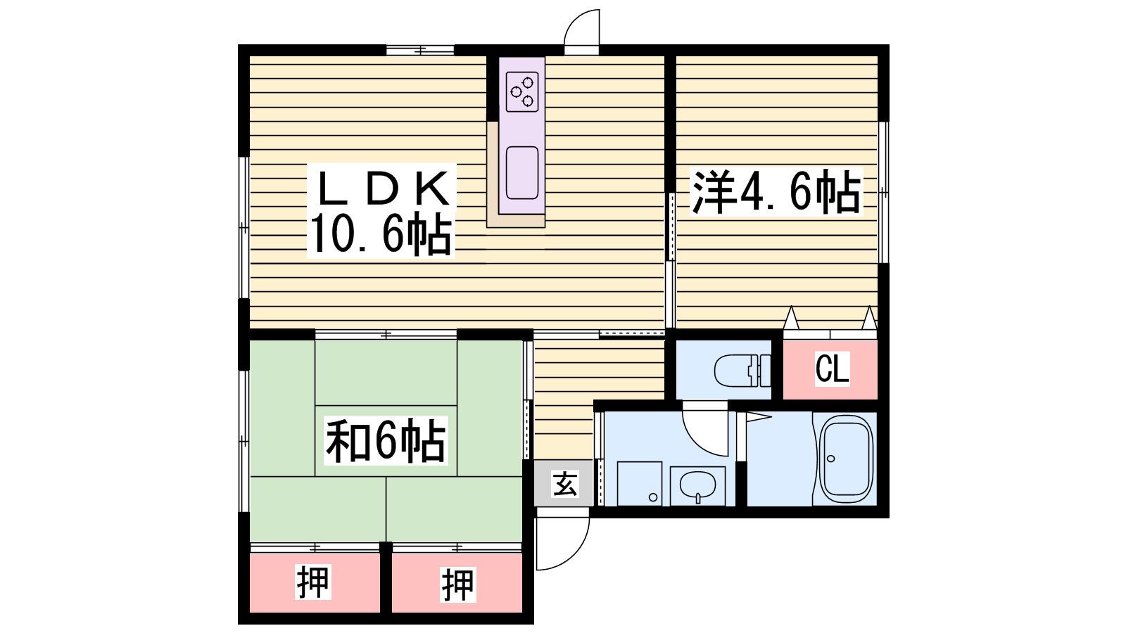 ココナッツハウスII(2LDK/2階)の間取り写真