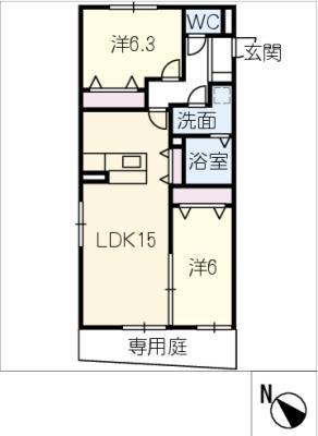 朝日テラス(2LDK/1階)の間取り写真