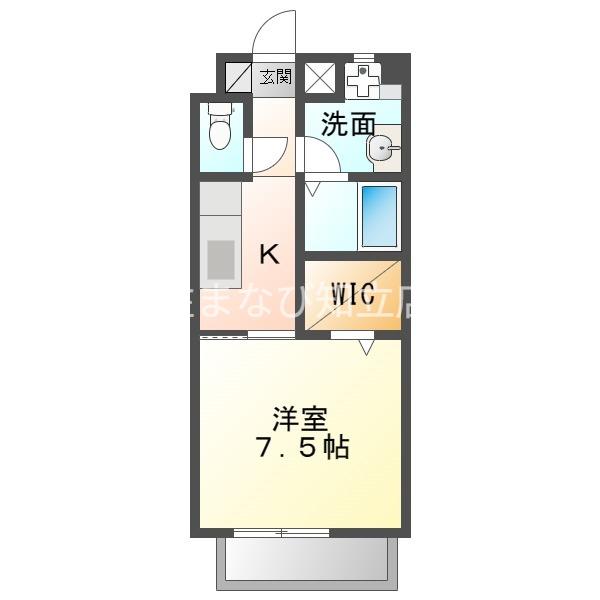 エイトブリッジA(1K/1階)の間取り写真