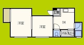 グランビルド長居(2DK/5階)の間取り写真