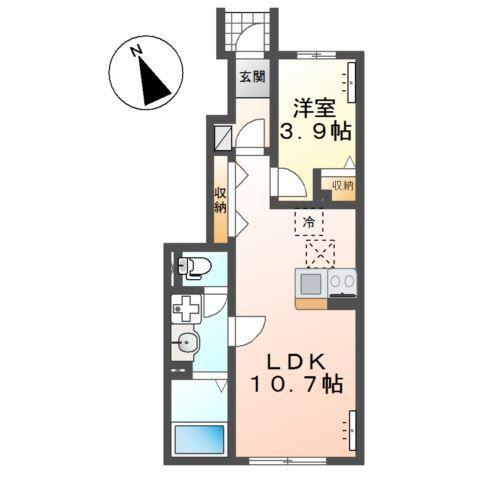 大槻町原田アパート(1LDK/1階)の間取り写真