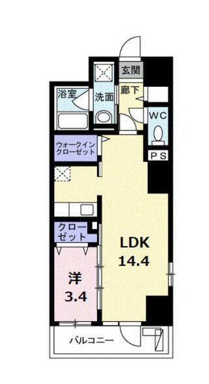 榴ヶ岡YSコート(1LDK/2階)の間取り写真