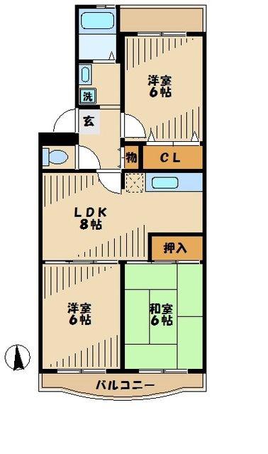サンフラワー坂上(3LDK/2階)の間取り写真