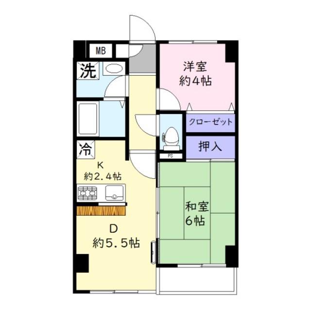 セザール上福岡(2DK/4階)の間取り写真