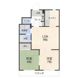 杁中スカイタウンB棟(2LDK/1階)の間取り写真