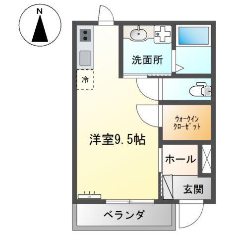 グランディ―ル エタニティ(ワンルーム/1階)の間取り写真