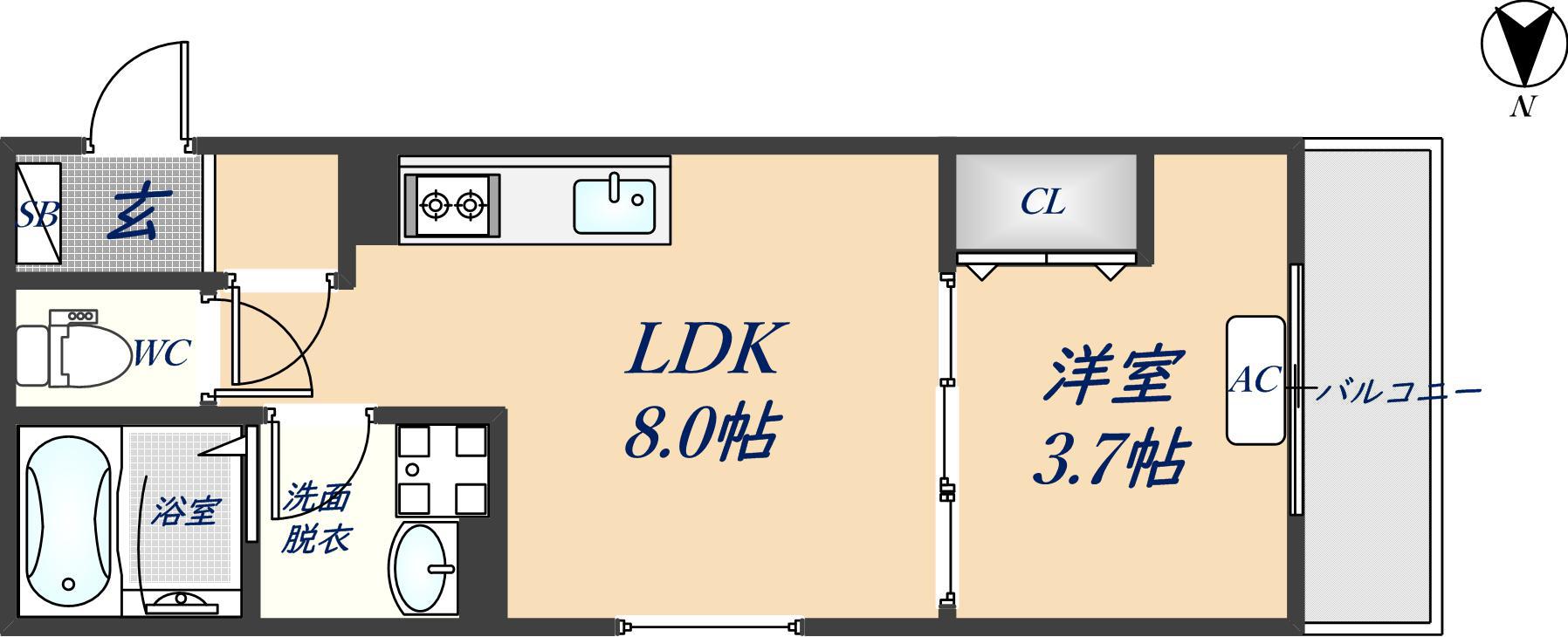 D PORTA TRAPA(1LDK/3階)の間取り写真