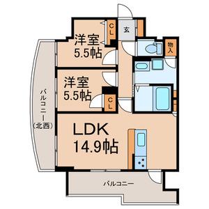 ブリリアントビューセントラルパーク(2LDK/8階)の間取り写真
