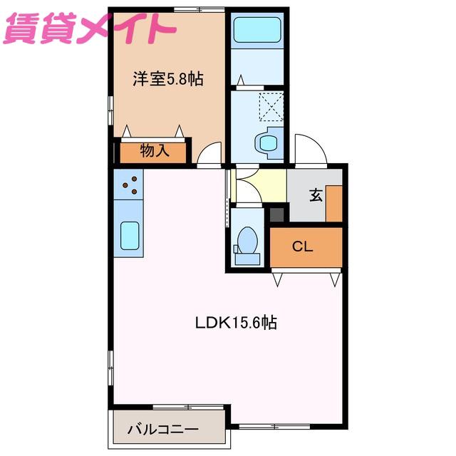 LIVING TWOA棟(2LDK/2階)の間取り写真