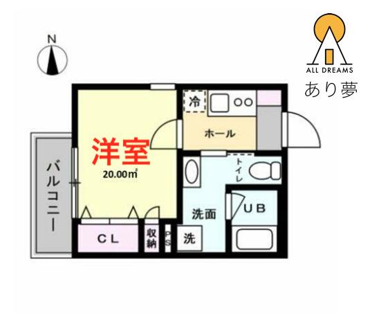 MIRAIS根岸(1K/1階)の間取り写真