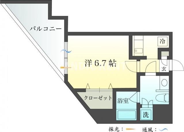 ナビールコート白金(1K/2階)の間取り写真