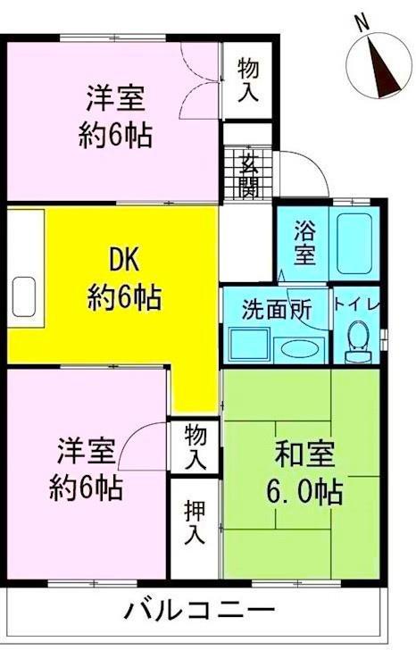 セジュールヤマト(3DK/2階)の間取り写真