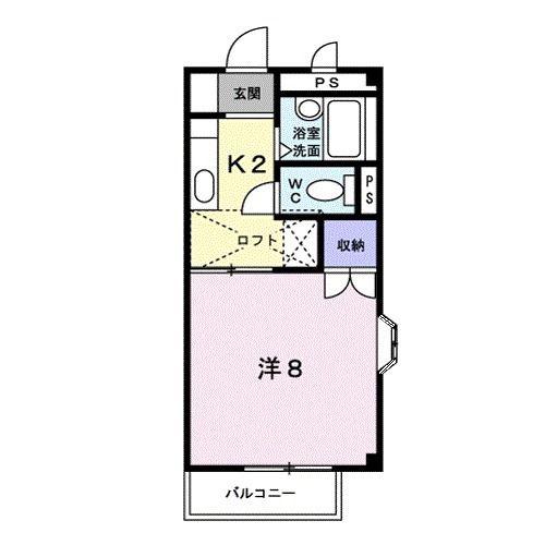 グランヴェールII(1K/2階)の間取り写真