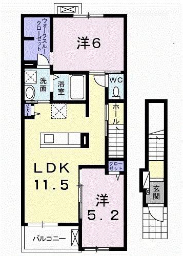 モンテアレ(2LDK/2階)の間取り写真