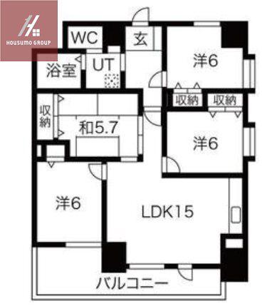 ラ・フォーレ久宝園(4LDK/9階)の間取り写真