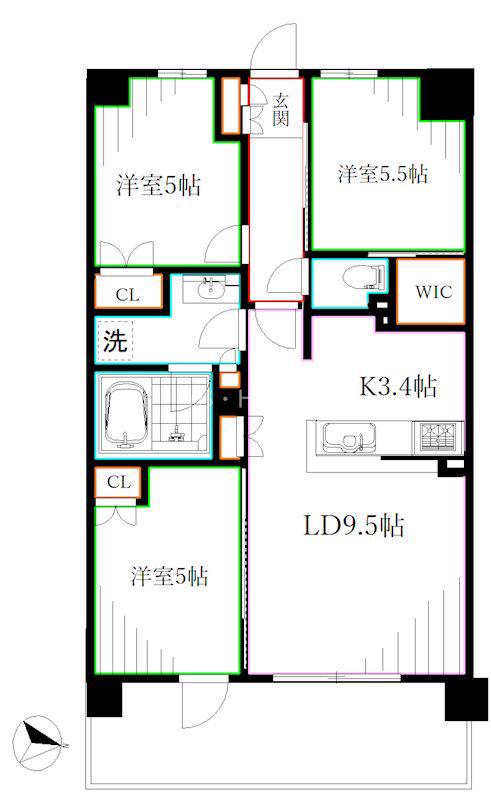 トラープランド蒼麗館(3LDK/3階)の間取り写真