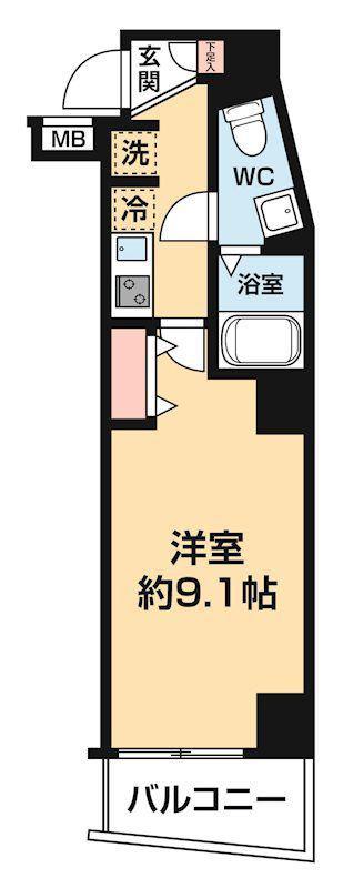 XEBEC大山(1K/8階)の間取り写真