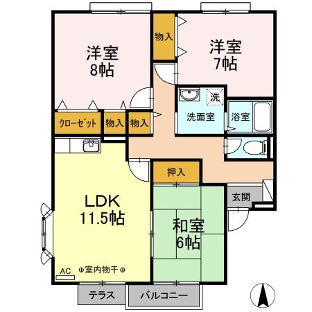 グリーンパラシオン7(3LDK/1階)の間取り写真