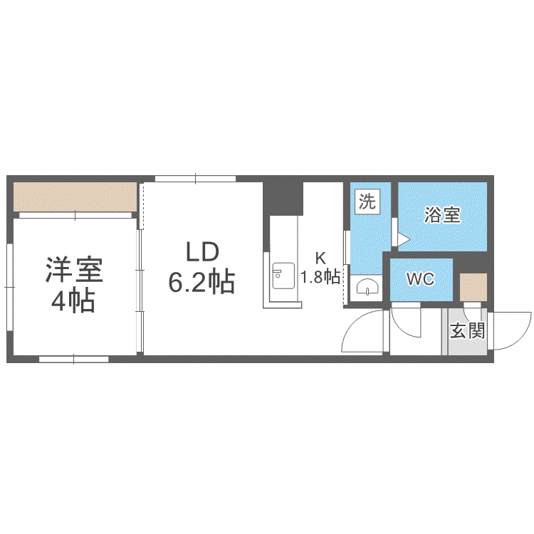 BLOSSOM西町南(1LDK/1階)の間取り写真