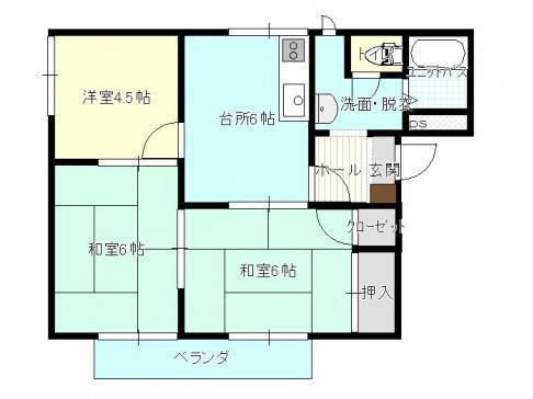 コーポすみれ(3DK/2階)の間取り写真