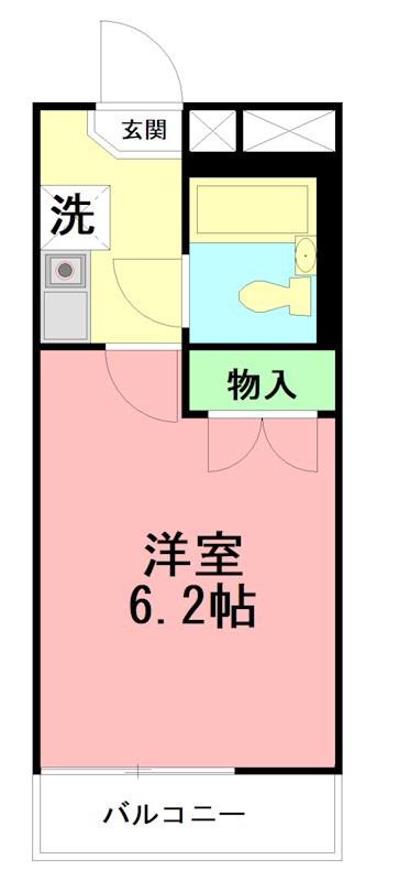クラージュ湘南(1K/2階)の間取り写真