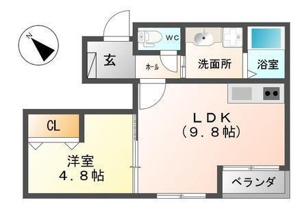 ＩＲいしかわ鉄道 西金沢駅 徒歩10分 2階建 築11年(1LDK/1階)の間取り写真