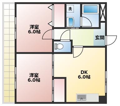 プレアール江南(2DK/2階)の間取り写真