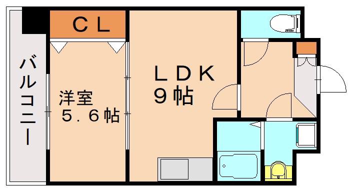 竪町センタービル(1LDK/3階)の間取り写真