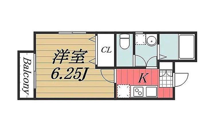 アヴェニール西千葉(1K/1階)の間取り写真