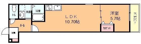 フジパレス兵庫(1LDK/1階)の間取り写真