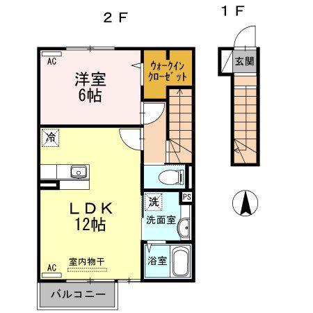 オプティマムハウス B棟(1LDK/2階)の間取り写真