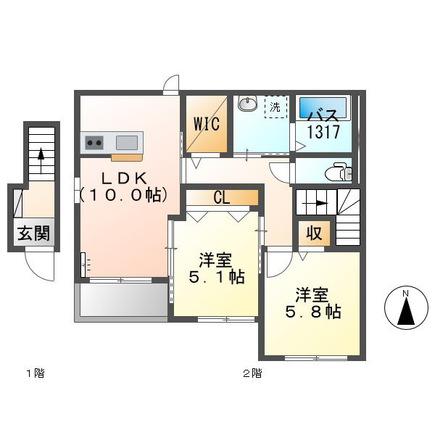 SAKURA HOUSE(2LDK/2階)の間取り写真