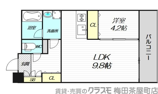 近江レジデンス4号館(1LDK/9階)の間取り写真