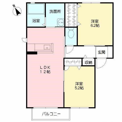 ブランシェR(2LDK/2階)の間取り写真