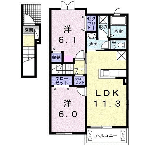 ビバーチェ(2LDK/2階)の間取り写真