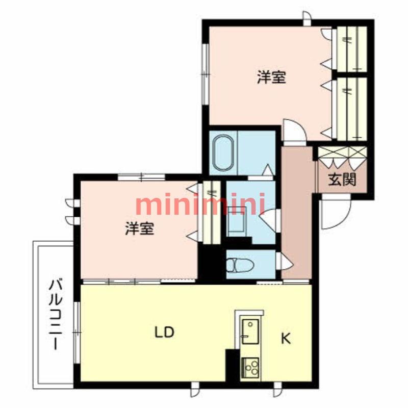 LE PRINTEMPS ZUSHI(2LDK/2階)の間取り写真