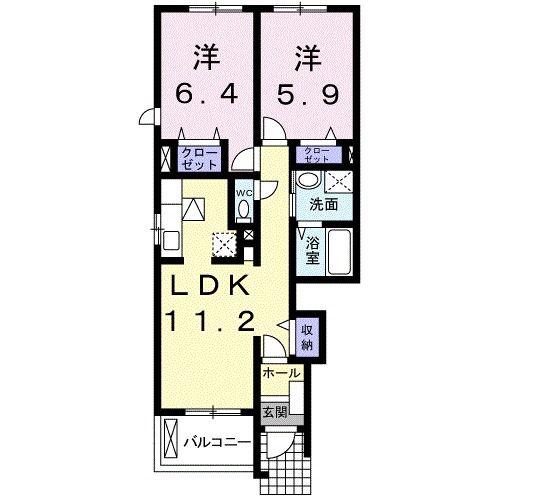 アンジェリカーレIII(2LDK/1階)の間取り写真