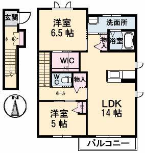 サンミッシェル(2LDK/2階)の間取り写真