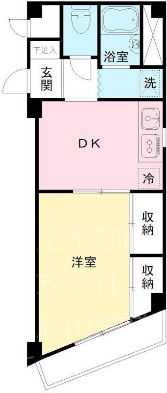 ハイコーポ烏山(1DK/2階)の間取り写真