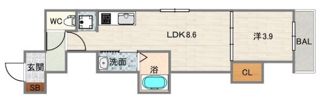CORALLO あびこ(1LDK/1階)の間取り写真